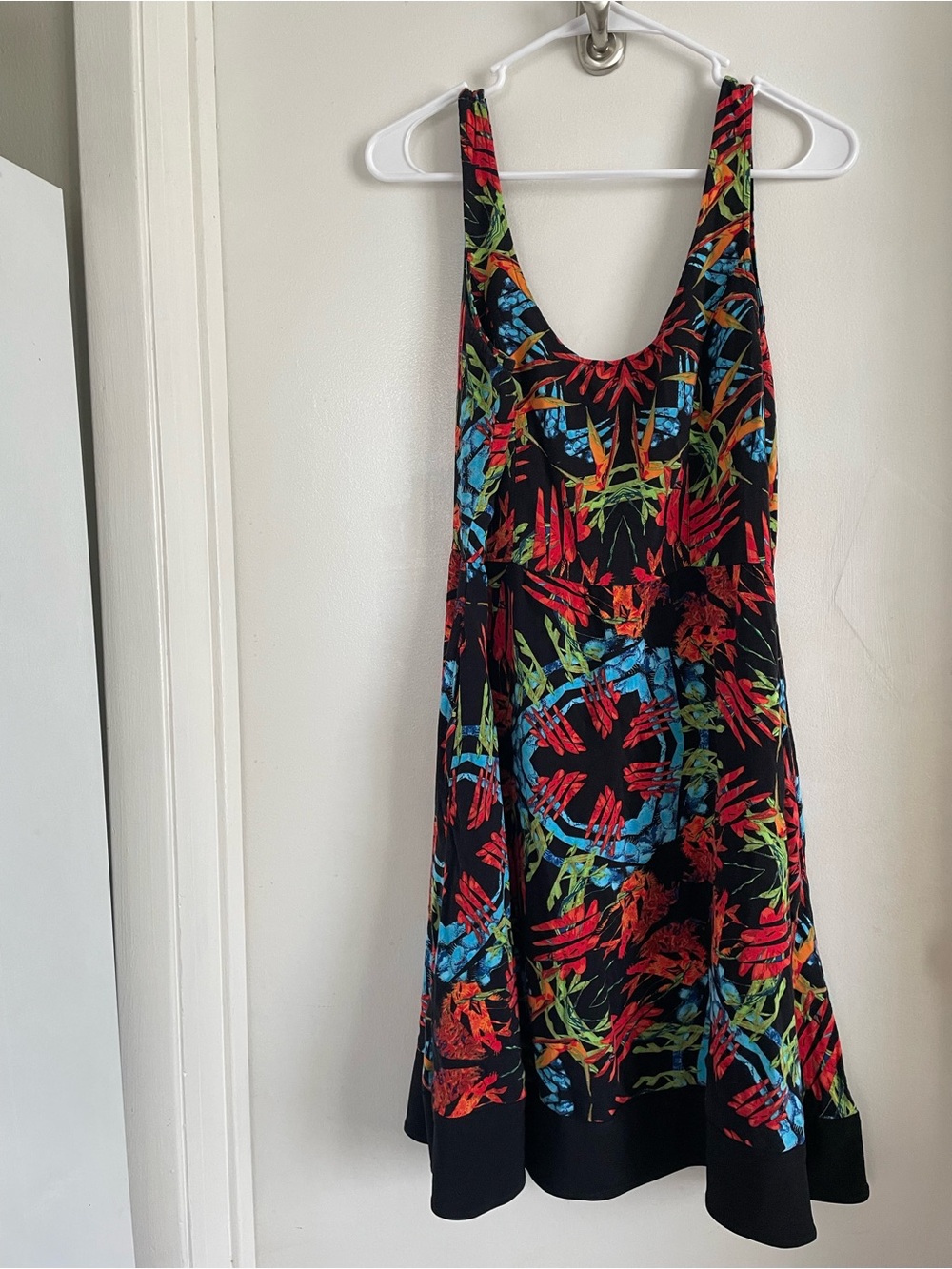 Black Floral Kaleidoscope Midi Dress - Multicolor